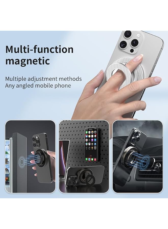 S-TOP Magnetic Phone Grip Stand Ring Holder Dual-Sided Strong Magnet with Carbon Fiber Design 360° Rotation for iPhone 17/16/15/14/13 Series Samsung Galaxy Z Fold7/Flip7/S25 Ultra/S24 - Image 3