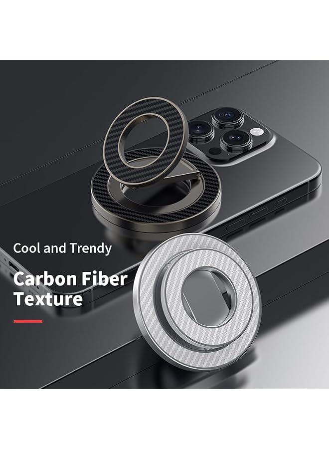 S-TOP Magnetic Phone Grip Stand Ring Holder Dual-Sided Strong Magnet with Carbon Fiber Design 360° Rotation for iPhone 17/16/15/14/13 Series Samsung Galaxy Z Fold7/Flip7/S25 Ultra/S24 - Image 2