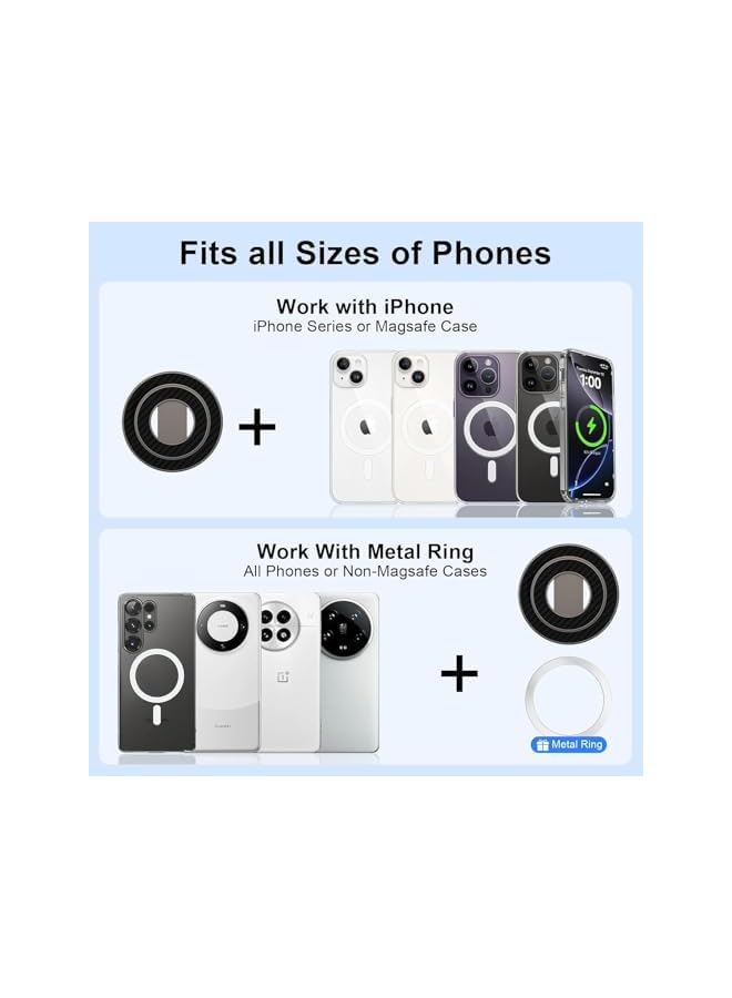 S-TOP Magnetic Phone Grip Stand Ring Holder Dual-Sided Strong Magnet with Carbon Fiber Design 360° Rotation for iPhone 17/16/15/14/13 Series Samsung Galaxy Z Fold7/Flip7/S25 Ultra/S24 - Image 4