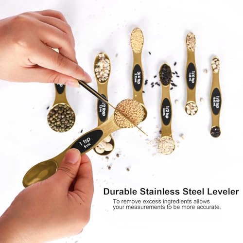 BIDFUL Magnetic Measuring Spoons Set Stainless Steel with Leveler-9pcs Stackable Measuring Cups for Baking-Measuring Cups and Spoon Set Kitchen Gadgets Apartment Essentials Fits in Spice Jars - Image 4