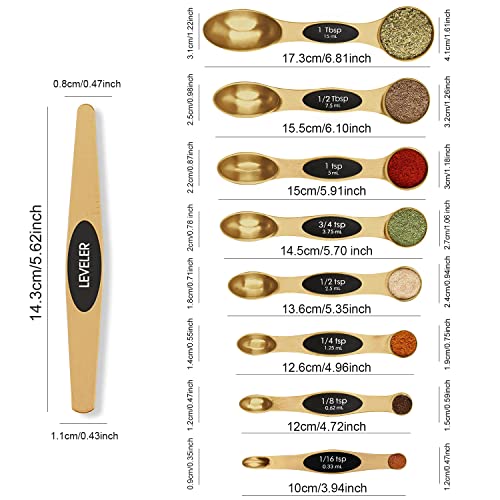 BIDFUL Magnetic Measuring Spoons Set Stainless Steel with Leveler-9pcs Stackable Measuring Cups for Baking-Measuring Cups and Spoon Set Kitchen Gadgets Apartment Essentials Fits in Spice Jars - Image 2