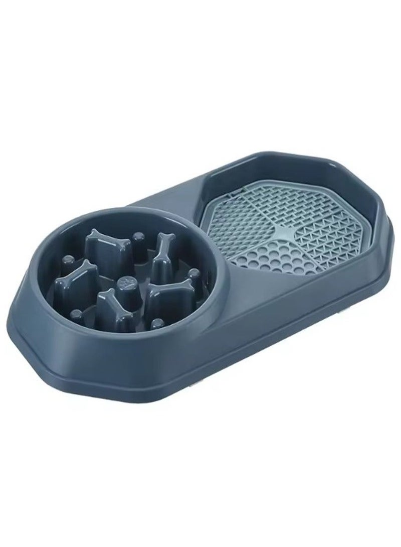 Slow Feeder Dog Cat Bowl 2 in 1 Eco-Friendly Pet Lick Mat Double Slow-eating Basin Bowls (Blue) & Dog Rope Toy, Interactive Dog Dental Chew Toy, Tough Cotton Natural Teeth Cleaning Chew Rope, Dogs Knot Training toy (95x5cm)Bundle - Image 2