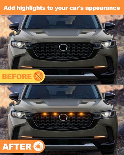 OKLSG LED Grill Lights for Mazda CX50 20222025 Grille Lights Mazda Accessories Front Grille Trims Yellow - Image 3