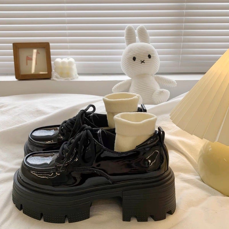 1 x 5 pcs 2024 Black Platform Derby Shoes for Women black [light]]