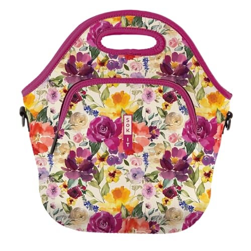 Sok It LunchTote Zippered Bag Insulated Neoprene Caddy Blooming Bright XLarge 65 Quart Lunch Tote - Image 1