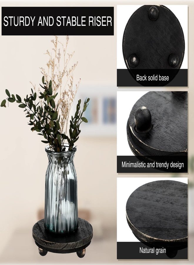 Amyhill 3 Pieces Wood Risers for Decor Wood Pedestal Mini Riser Stand Round Wooden Riser Rustic Farmhouse Riser for Decor Tiered Tray Decor Riser for Home Kitchen (Black, 8/6/4 Inch) - Image 4