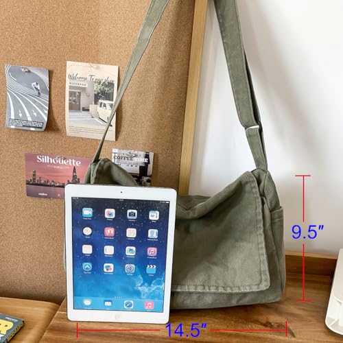 Collsants Messenger Bag for Women Men Satchel Bag Canvas Crossbody Shoulder Bag Casual Sling Bag(grey) - Image 5