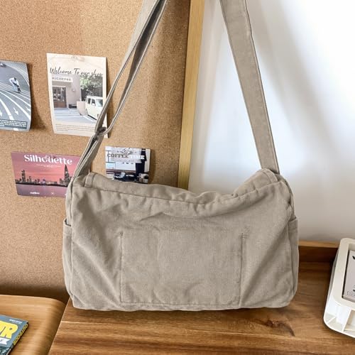 Collsants Messenger Bag for Women Men Satchel Bag Canvas Crossbody Shoulder Bag Casual Sling Bag(grey) - Image 3