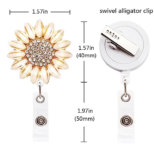 Ascrafter 2 Pack Luxury Flower Retractable Name Card Badge Holder with Alligator Clip, ID Badge Reel Clip On Card Holders - Image 2
