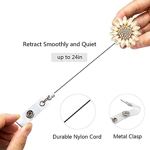Ascrafter 2 Pack Luxury Flower Retractable Name Card Badge Holder with Alligator Clip, ID Badge Reel Clip On Card Holders - Image 3