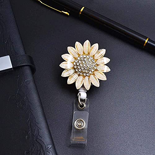 Ascrafter 2 Pack Luxury Flower Retractable Name Card Badge Holder with Alligator Clip, ID Badge Reel Clip On Card Holders - Image 4