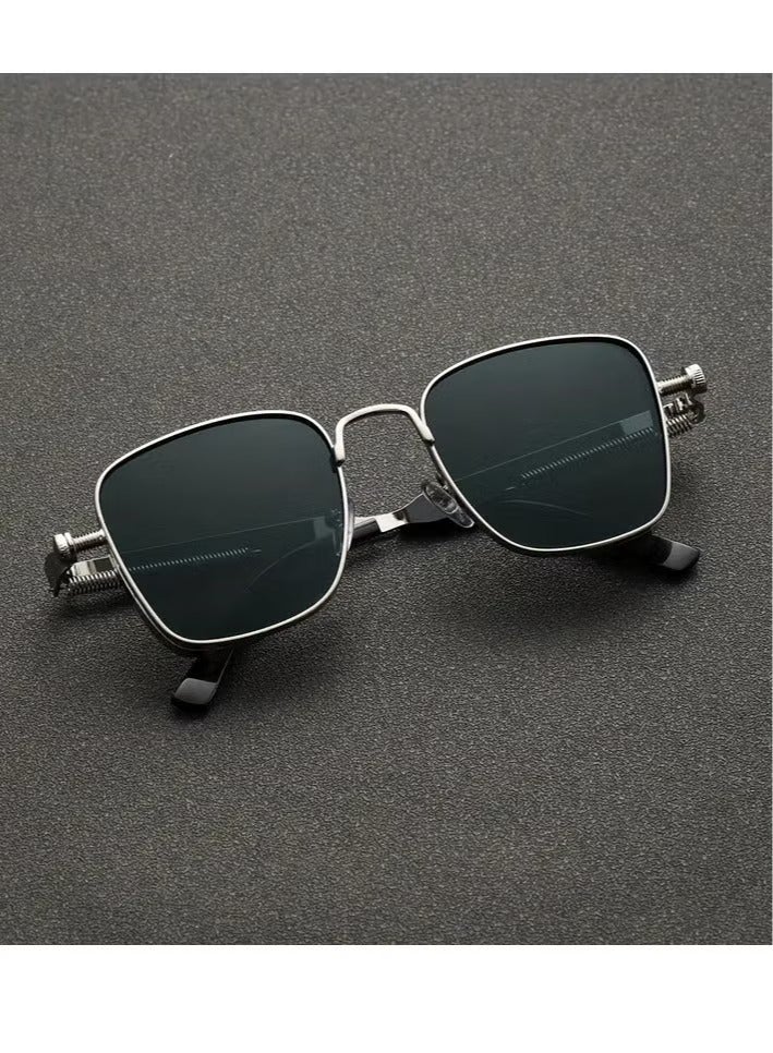 Retro Cool Steampunk Glasses Silvery Square Metal Frame Fashion Glasses For Men Women Outdoor Sports - Image 3