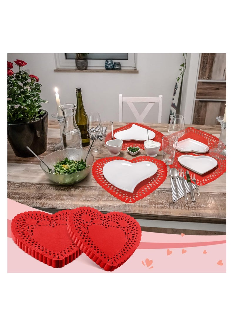SYOSI Pack of 200 8 Inch Heart Shaped Doilies Lace Trimmed Heart Paper Doilies Red Disposable Heart Doilies for Birthday Wedding Cakes Desserts Tableware Food Decoration  - Image 5