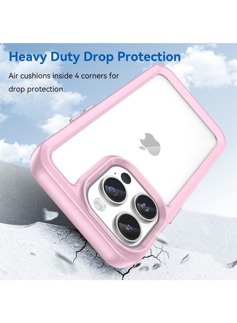 vesus Shockproof Slim Lightweight Crystal Hybrid Bumper Clear Cover for iPhone 14 Pro Max - Pink - Image 3