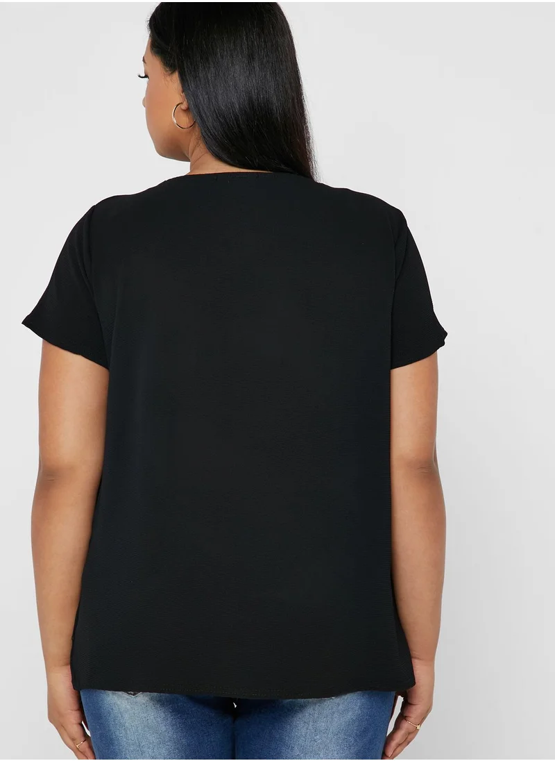 Quiz Curve Ruffle Detail Layered Font Top