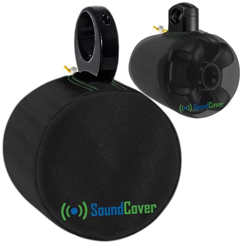 SoundCover Black Waterproof 600D Marine Wake Tower Speaker Covers – Large (H 14" x W 14" x D 12.8") – Heavy-Duty Weather Protection for Marine, ATV, and Wakeboard Speakers - Image 1