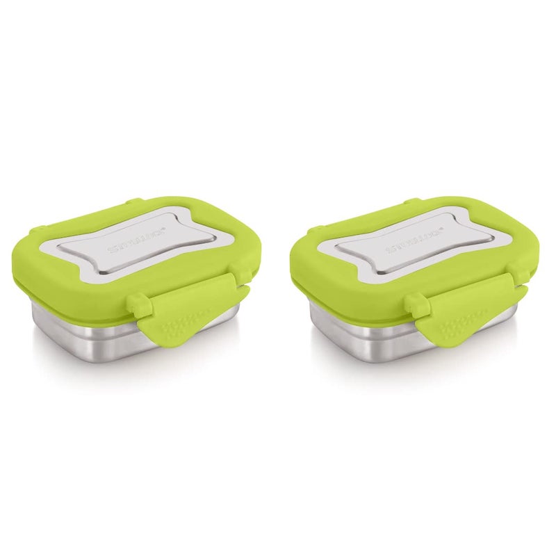 STEELLOCK Smart Stainless Steel Tiffin Lunch Box for Kids and Adults Airtight Leakproof Rectangle Tiffin Box for School Office with Steel Lid Green 170ml 2pc - Image 1