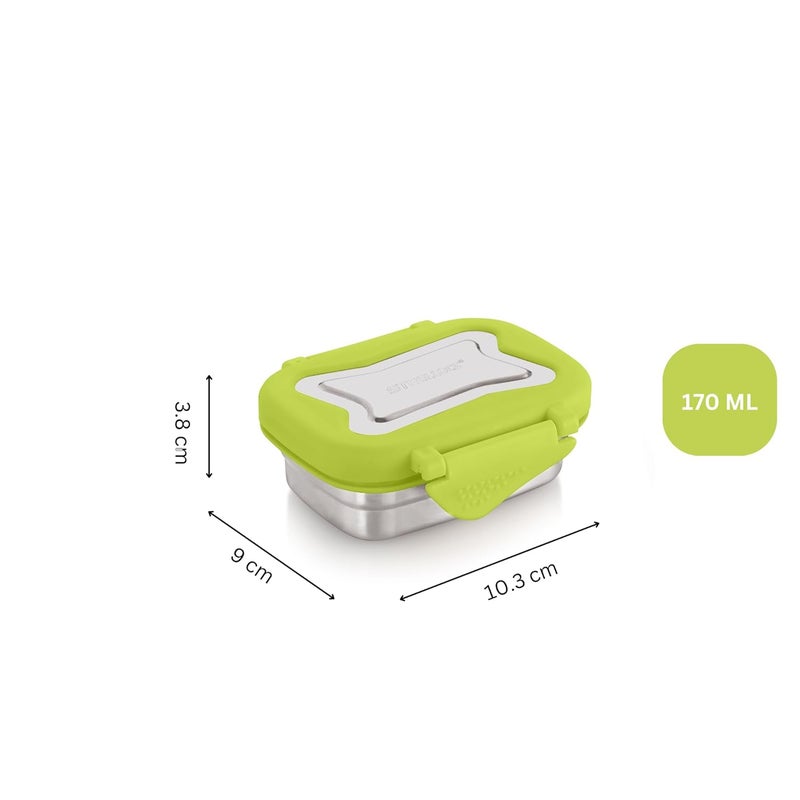 STEELLOCK Smart Stainless Steel Tiffin Lunch Box for Kids and Adults Airtight Leakproof Rectangle Tiffin Box for School Office with Steel Lid Green 170ml 2pc - Image 5