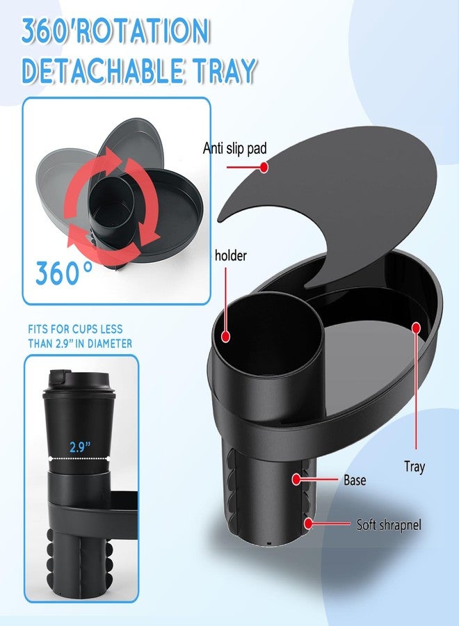 Elfzone Car Seat Tray - Easily Expands Snack Tray Cup Holder Tray into 360° Cup & Travel Tray for Kids Car Seat, Booster, and Stroller (Black) - Image 3