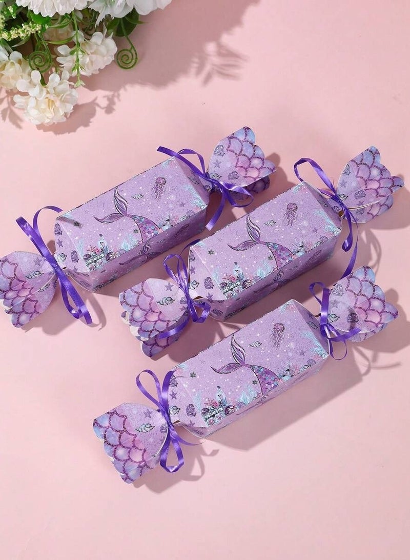 Eid al-Adha Gifts 6 8x20cm Mermaid-themed foldable boxes with an elegant ribbon tie. Ideal for gifts and giveaways for children during Eid al-Adha. Suitable for Eid decorations. - Image 2