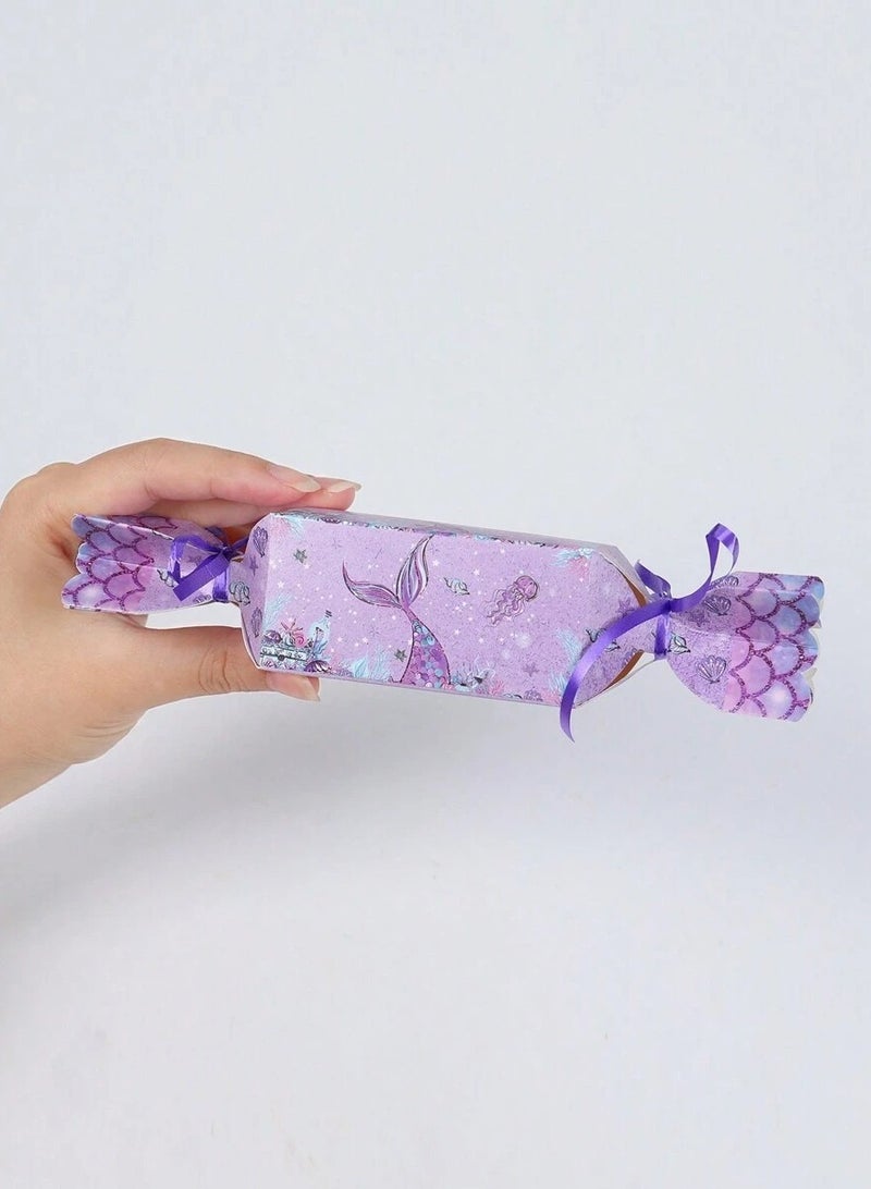 Eid al-Adha Gifts 6 8x20cm Mermaid-themed foldable boxes with an elegant ribbon tie. Ideal for gifts and giveaways for children during Eid al-Adha. Suitable for Eid decorations. - Image 5