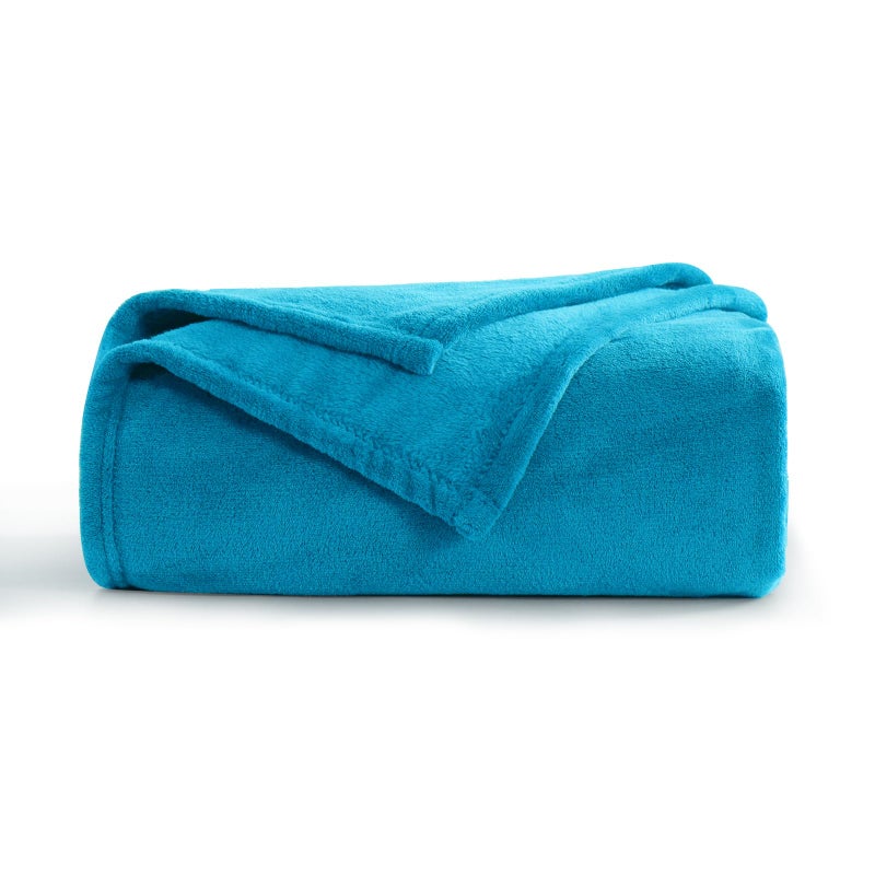 Aisbo Fleece Blanket Teal Throw  Versatile Soft Warm Blanket Fluffy Throws for Bed Double Size Cozy Solid Flannel Twin Blanket for Sofa Couch 150x200cm