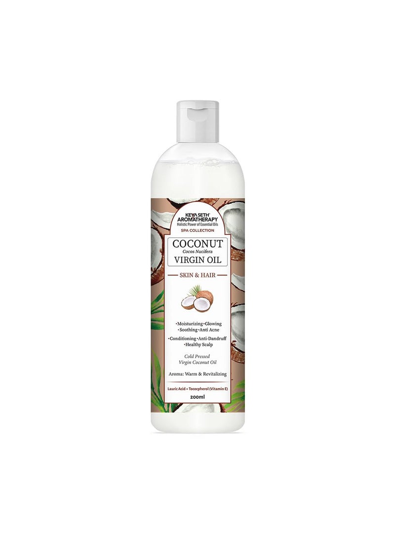 KEYA SETH AROMATHERAPY, DEVICE OF DROP Keya Seth Aromatherapy Virgin Coconut Oil Skin Hair Cold Pressed Moisturizing Glowing Soothing Nourishment Rich in Lauric Acid Vitamin E 200ml  - Image 1