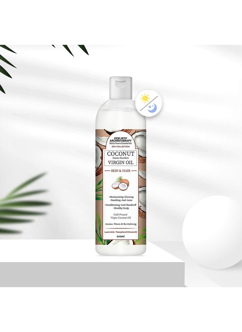 KEYA SETH AROMATHERAPY, DEVICE OF DROP Keya Seth Aromatherapy Virgin Coconut Oil Skin Hair Cold Pressed Moisturizing Glowing Soothing Nourishment Rich in Lauric Acid Vitamin E 200ml  - Image 5