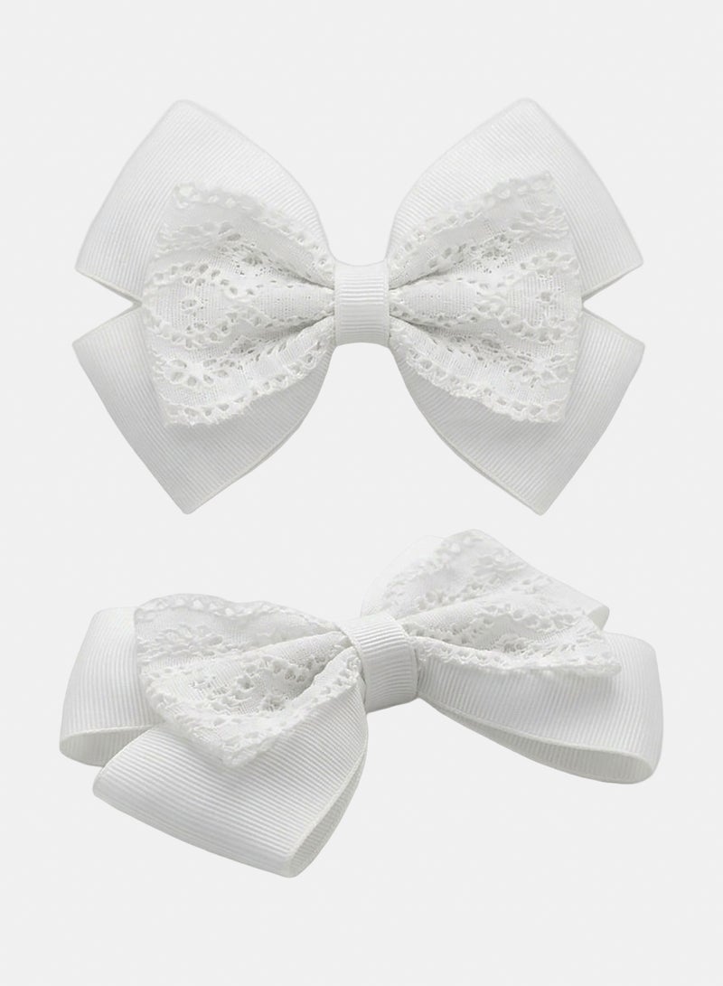 Al Nasser Girls Lace Overlay Bow Hair Clip Set - Image 1