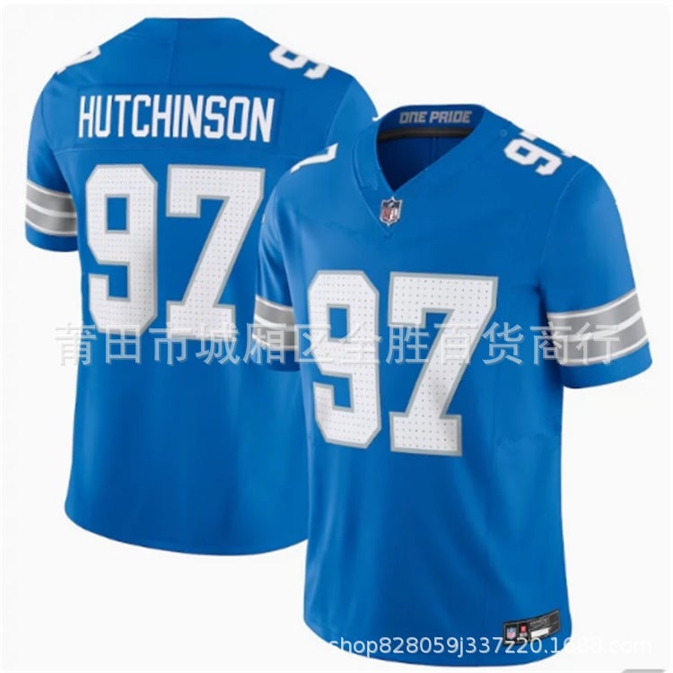 Nfl Lions 9 # Williams 5 # Montgomery Men'S Embroidered Rugby Jersey - Image 4