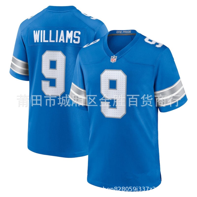 Nfl Lions 9 # Williams 5 # Montgomery Men'S Embroidered Rugby Jersey - Image 1