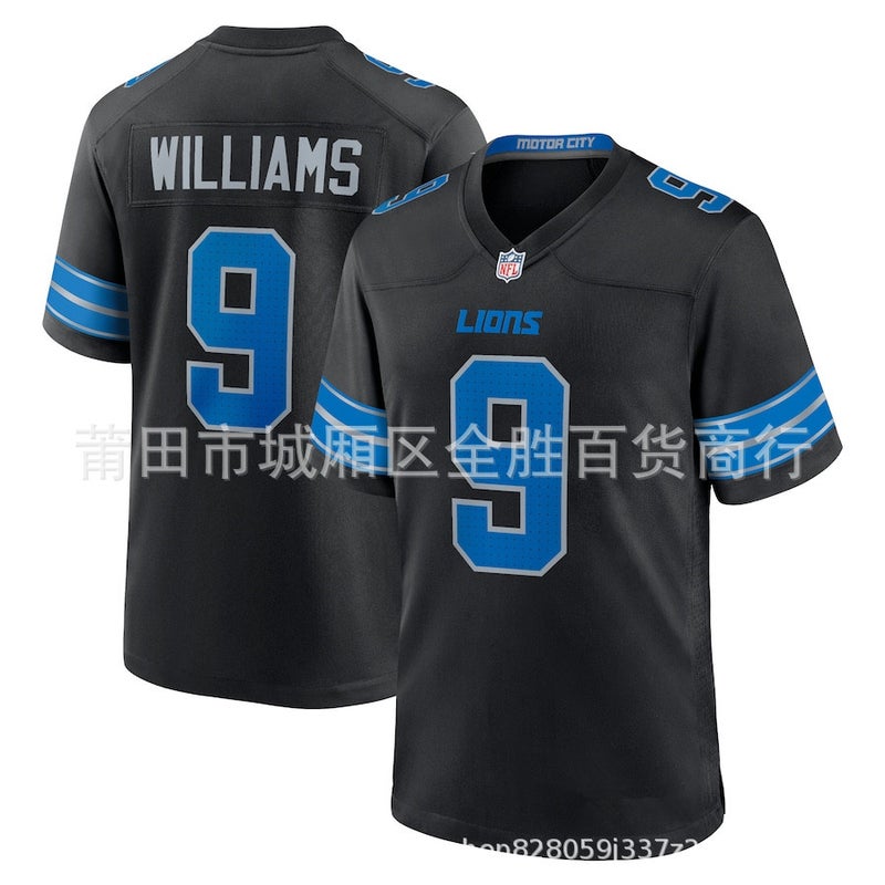 Nfl Lions 9 # Williams 5 # Montgomery Men'S Embroidered Rugby Jersey - Image 2