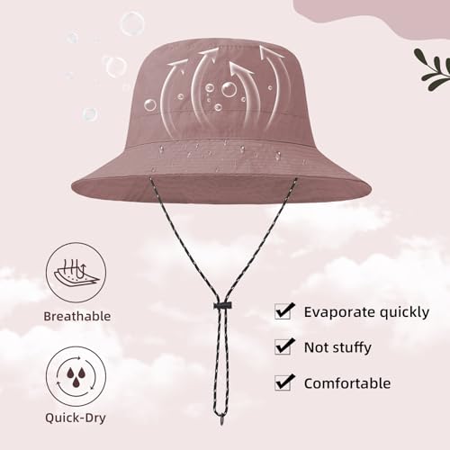 Durio Waterproof Bucket Hats for Woman UPF 50+ Sun Hat UV Protection Packable Rain Hats for Women Lightweight Hiking Hat Pink One Size - Image 5