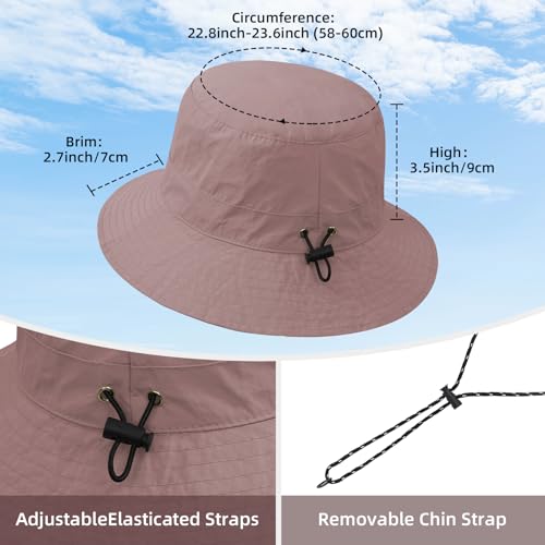 Durio Waterproof Bucket Hats for Woman UPF 50+ Sun Hat UV Protection Packable Rain Hats for Women Lightweight Hiking Hat Pink One Size - Image 3