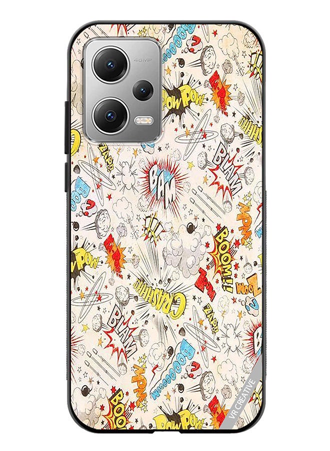 VR CREATIVE Protective Case Cover For Xiaomi Redmi Note 12 Comic Book Sticker Design Multicolour - Image 1