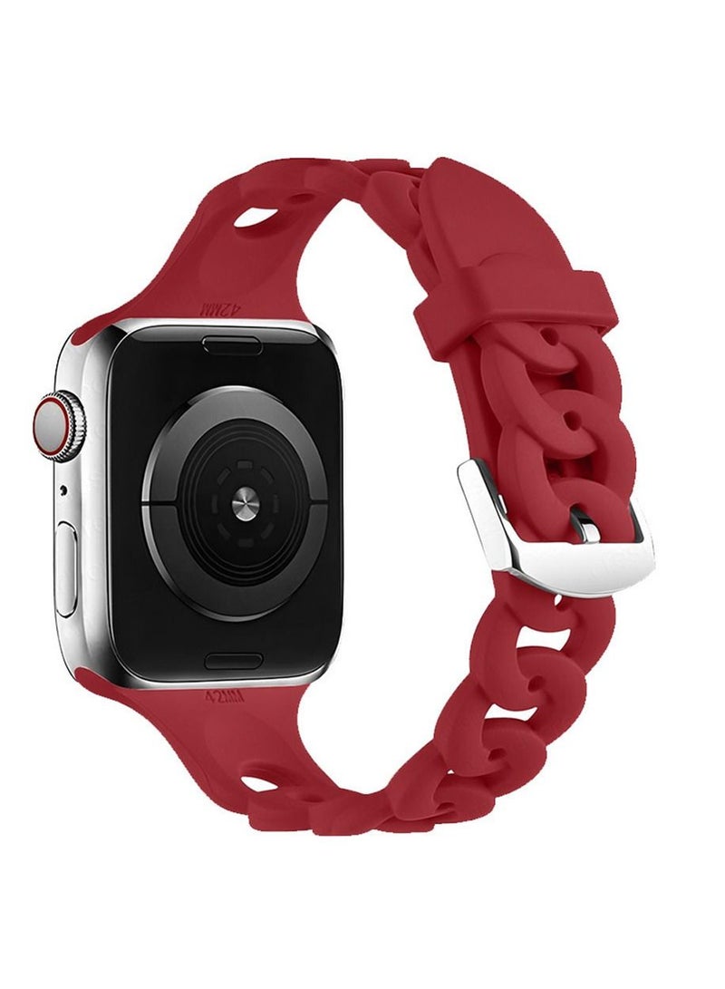 Sport Bands Compatible with Apple Watch Band 42mm 43mm 44mm 45mm 49mm,Soft Silicone Waterproof Strap Wristbands Compatible with iWatch Apple Watch Series Ultra/Ultra2 9 8 7 6 5 4 3 2 1 SE Women Men  - Image 1