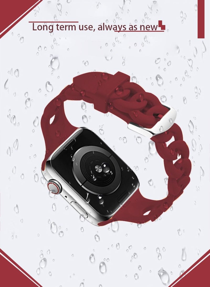 Sport Bands Compatible with Apple Watch Band 42mm 43mm 44mm 45mm 49mm,Soft Silicone Waterproof Strap Wristbands Compatible with iWatch Apple Watch Series Ultra/Ultra2 9 8 7 6 5 4 3 2 1 SE Women Men  - Image 4