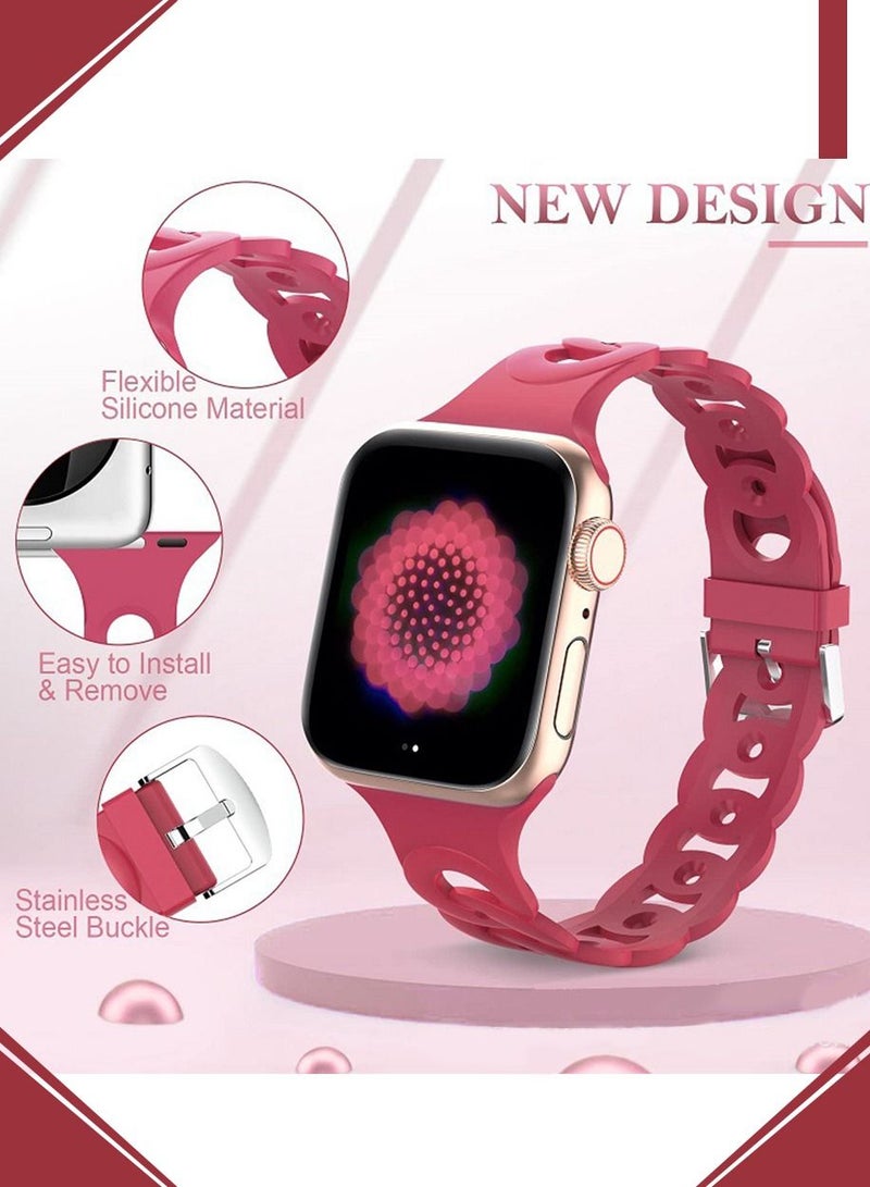 Sport Bands Compatible with Apple Watch Band 42mm 43mm 44mm 45mm 49mm,Soft Silicone Waterproof Strap Wristbands Compatible with iWatch Apple Watch Series Ultra/Ultra2 9 8 7 6 5 4 3 2 1 SE Women Men  - Image 5