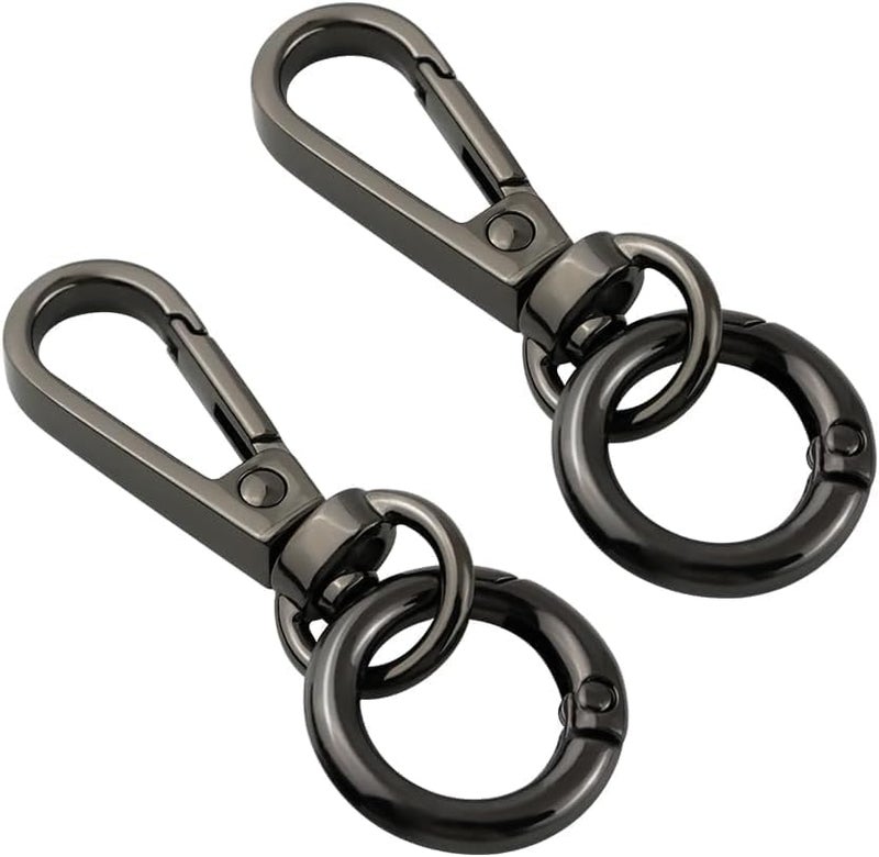 Tia Strap Buckles Metal Clasps Lobster for Handbag,Spring Ring,Purse Dog Hook,Key Chain Swivel Trigger Snap Hook DIY and Purse Making Accessories (2, Swivel Snap Hooks with 20mm Black Spring Ring) - Image 1