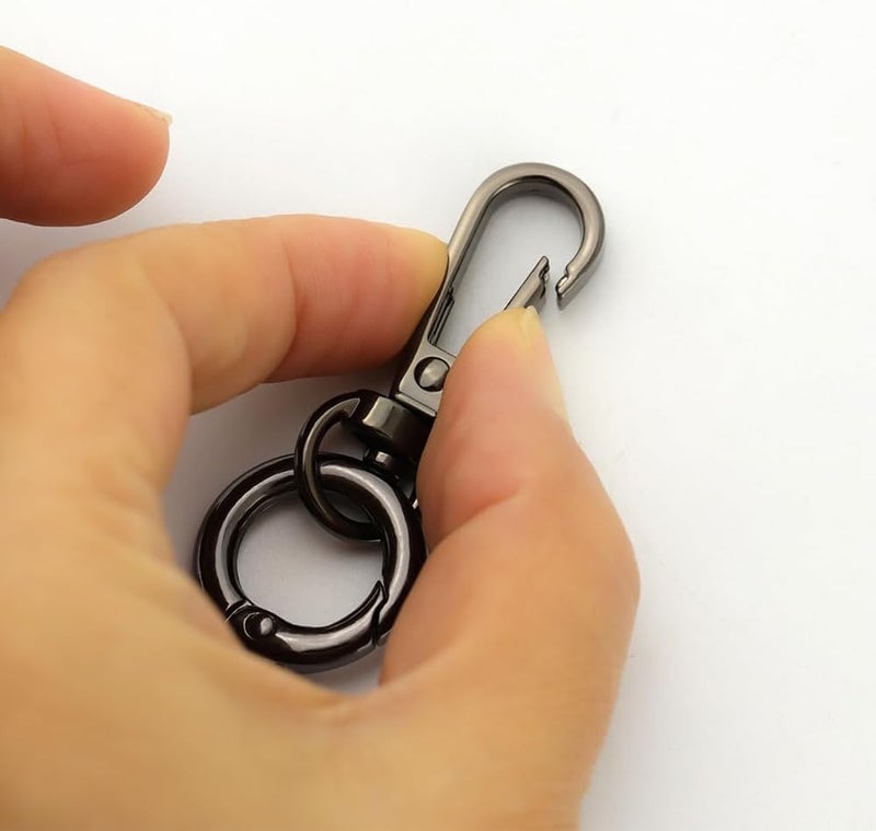 Tia Strap Buckles Metal Clasps Lobster for Handbag,Spring Ring,Purse Dog Hook,Key Chain Swivel Trigger Snap Hook DIY and Purse Making Accessories (2, Swivel Snap Hooks with 20mm Black Spring Ring) - Image 3