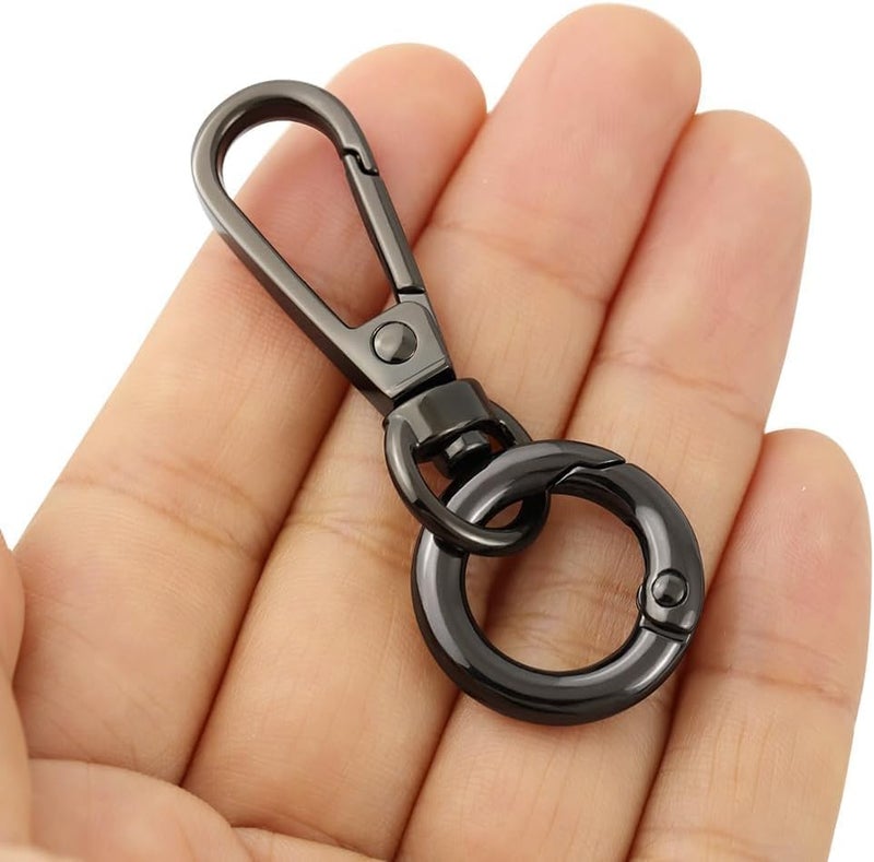 Tia Strap Buckles Metal Clasps Lobster for Handbag,Spring Ring,Purse Dog Hook,Key Chain Swivel Trigger Snap Hook DIY and Purse Making Accessories (2, Swivel Snap Hooks with 20mm Black Spring Ring) - Image 2