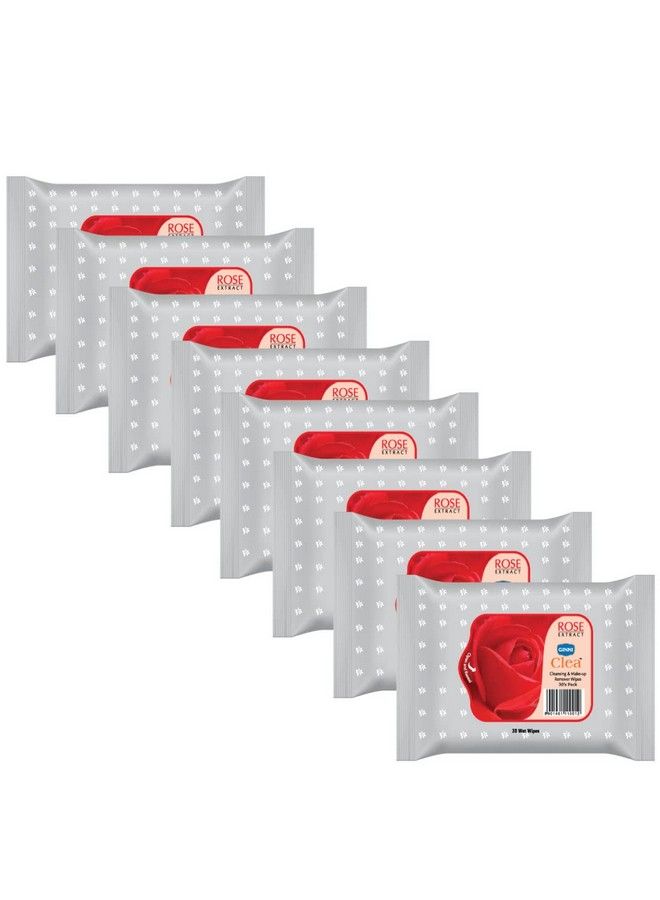 GINNI مناديل مبللة كلين لتنظيف وإزالة المكياج - مناديل مبللة للوجه مرطبة برائحة الورد (240 مناديل)  - Image 1