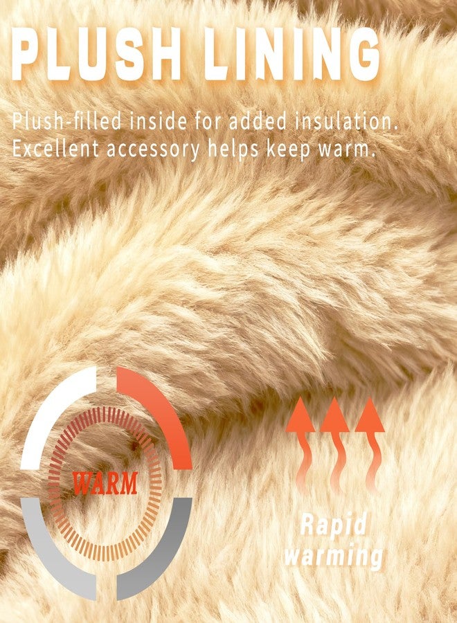 HOPSOOKEN Winter Mittens Gloves for Women Warm Thermal Fleece Thick Knit Soft Cozy Wool Snow Mittens for Cold Weather Gifts, Beige, One size - Image 2