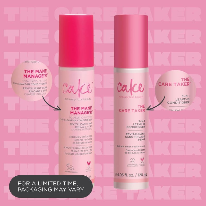 Cake Beauty 3-in-1 Leave in Conditioner, The Care Taker â€“ Moisturizing & Softening â€“ With Coconut Oil, Biotin, Soy & Rice Proteins â€“ For Dry/Normal Hair Types â€“ 4 Fl Oz / 120 mL (Packaging May Vary) - Image 2