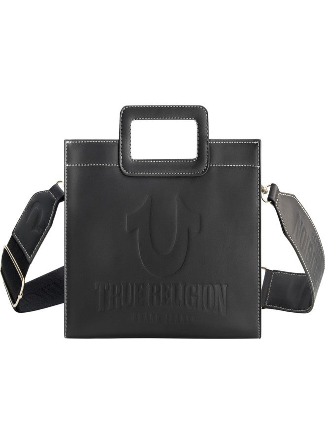 True Religion Women's Tote Bag, Medium Modern Travel Shoulder Handbag with Adjustable Strap and Horseshoe Motif, Black - Image 1