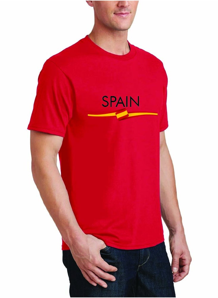 Generic - Spain Adult T-Shirt for Mens - Round Neck Short Sleeve Cotton T-Shirt - Soft and Comfortable Men Tshirt - Perfect for Souvenir - Spanish Tshirt - Image 1