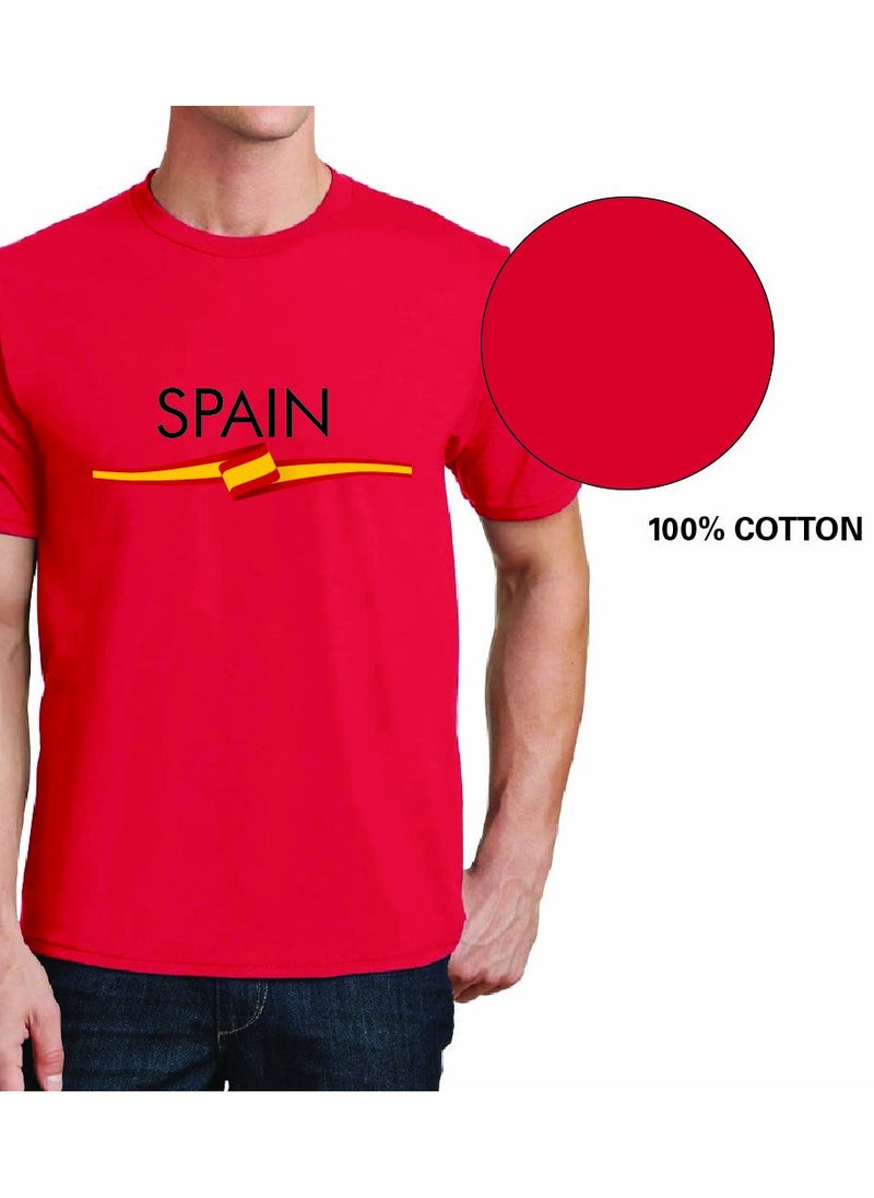 Generic - Spain Adult T-Shirt for Mens - Round Neck Short Sleeve Cotton T-Shirt - Soft and Comfortable Men Tshirt - Perfect for Souvenir - Spanish Tshirt - Image 1