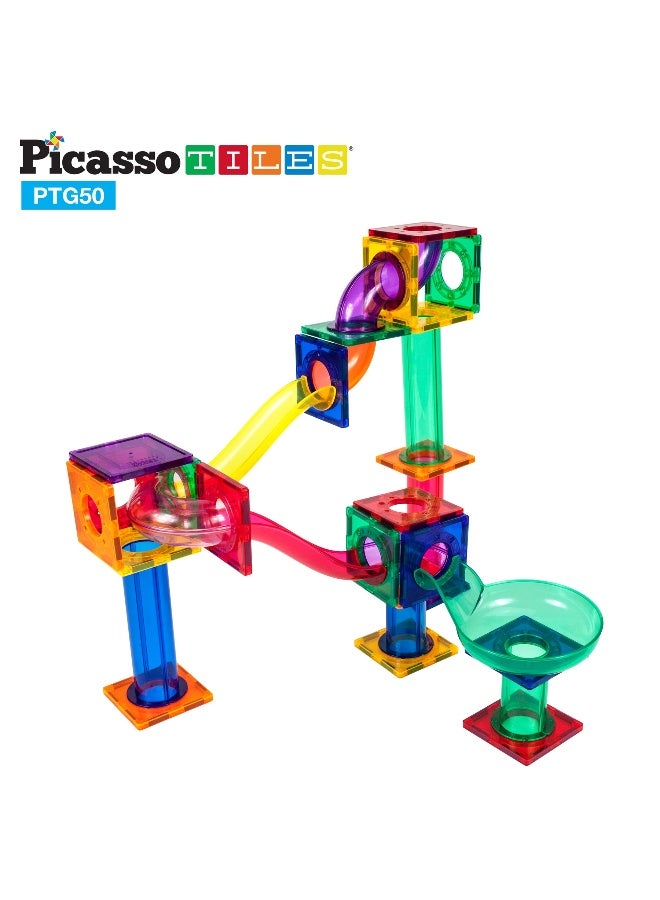PicassoTiles PicassoTiles Marble Run Magnetic Building Blocks Set (50 Pieces)  - Image 2