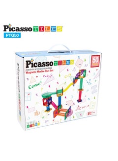 PicassoTiles PicassoTiles Marble Run Magnetic Building Blocks Set (50 Pieces)  - Image 4