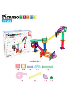 PicassoTiles PicassoTiles Marble Run Magnetic Building Blocks Set (50 Pieces)  - Image 5
